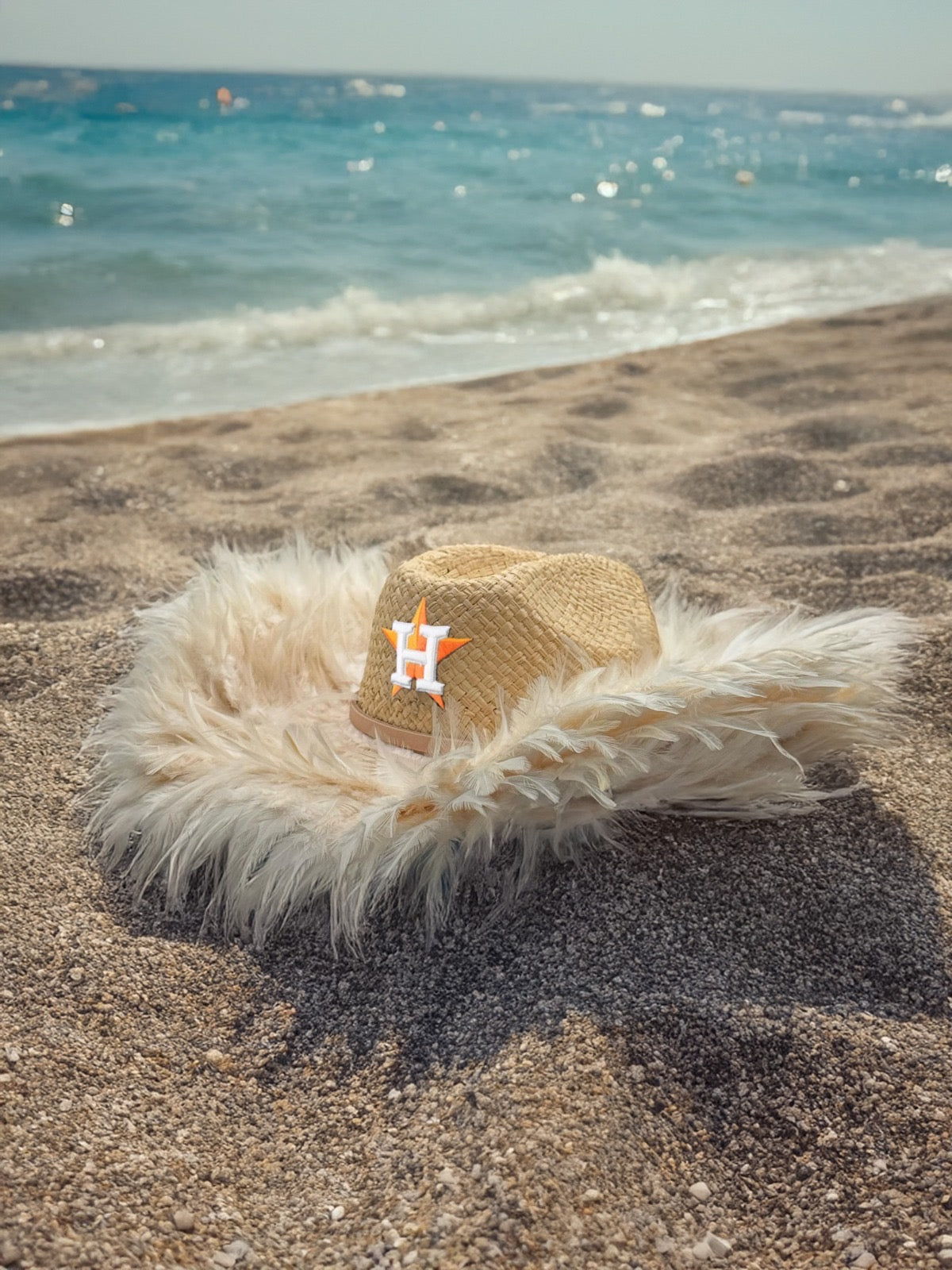 Cowboy Hat / Straw / Feather / Huston