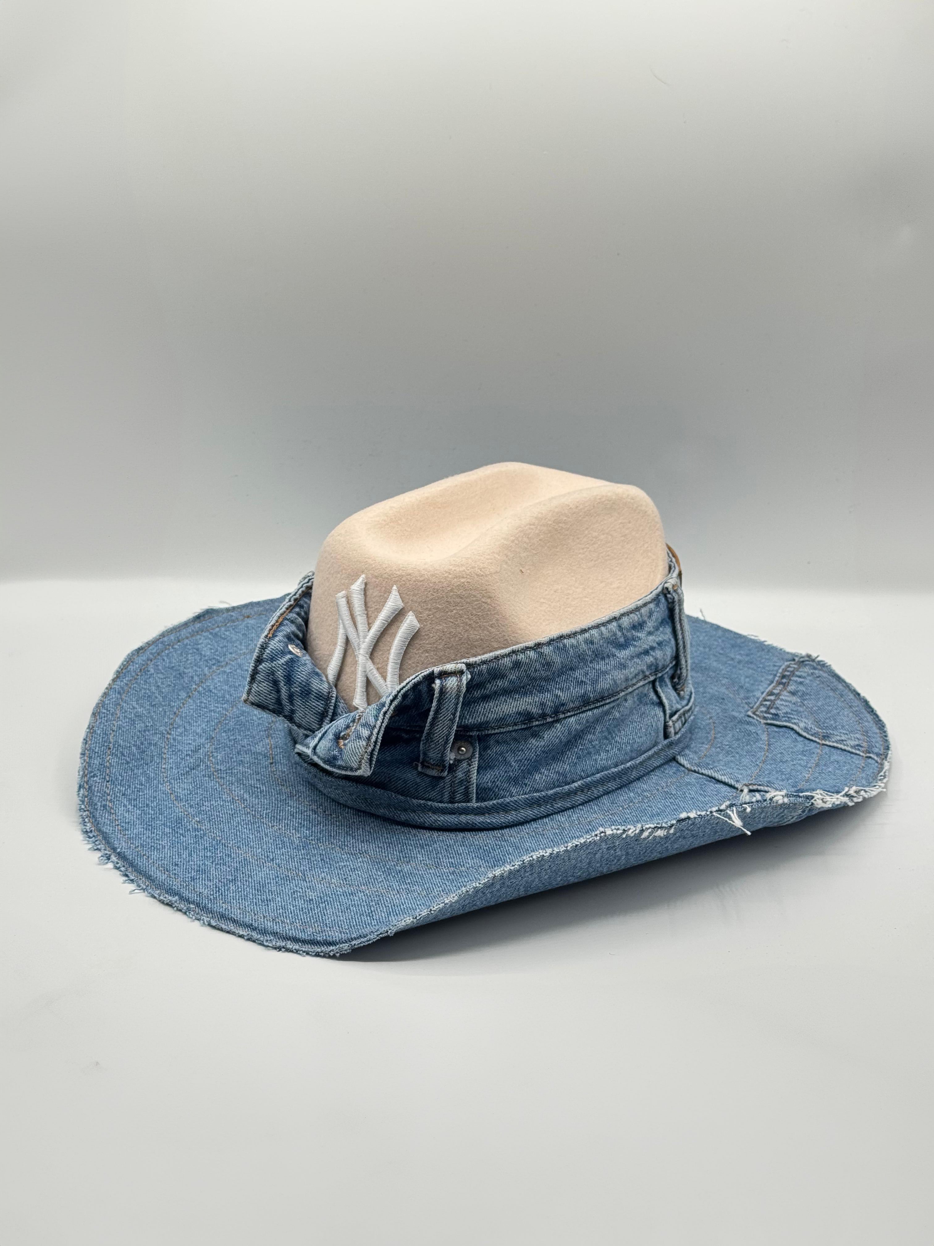 Custom Cowboy hat / NY / BEIGE Base / Denim