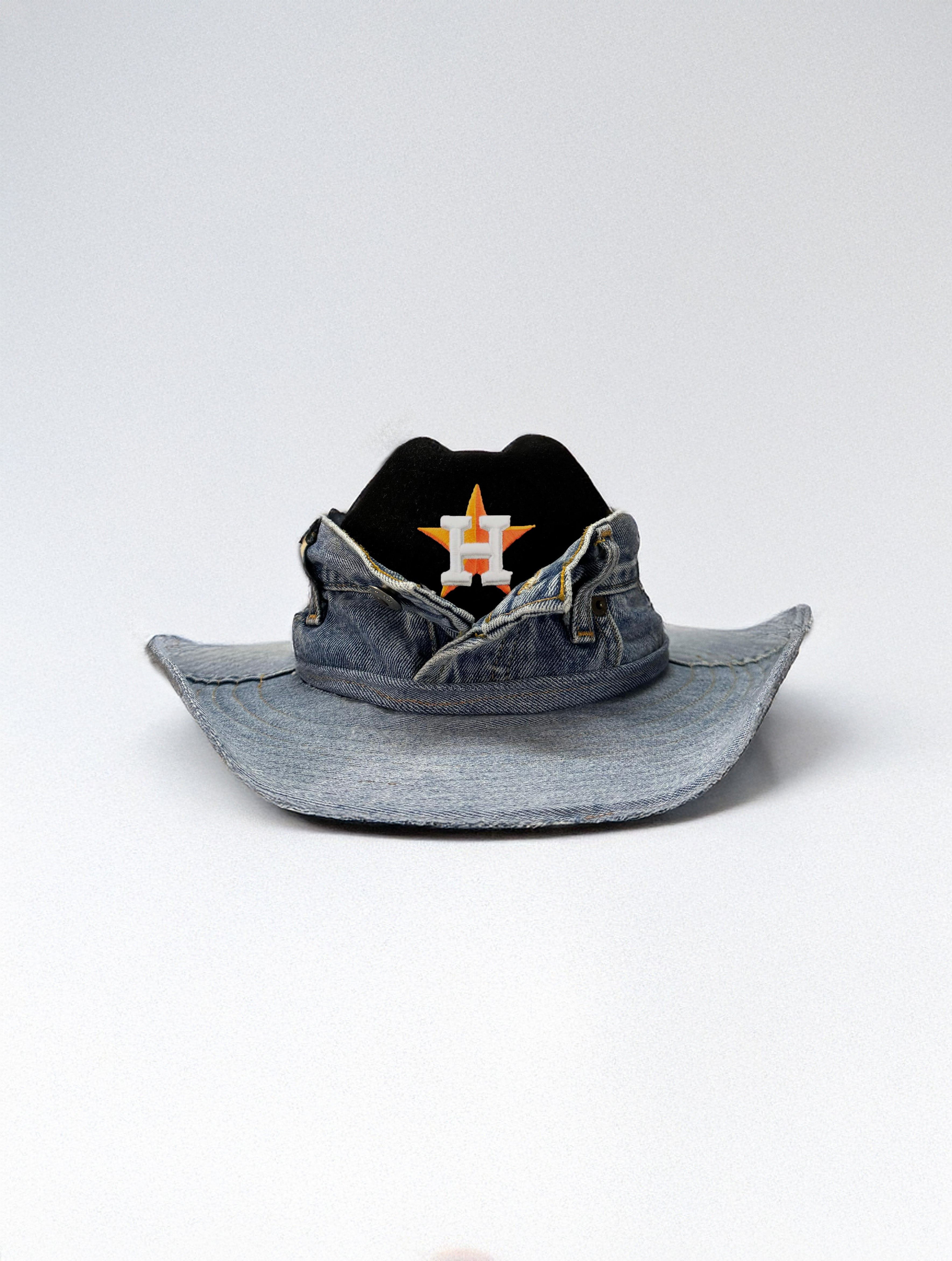 Custom Cowboy Hat Texas Teams Black Denim/ - Main Image
