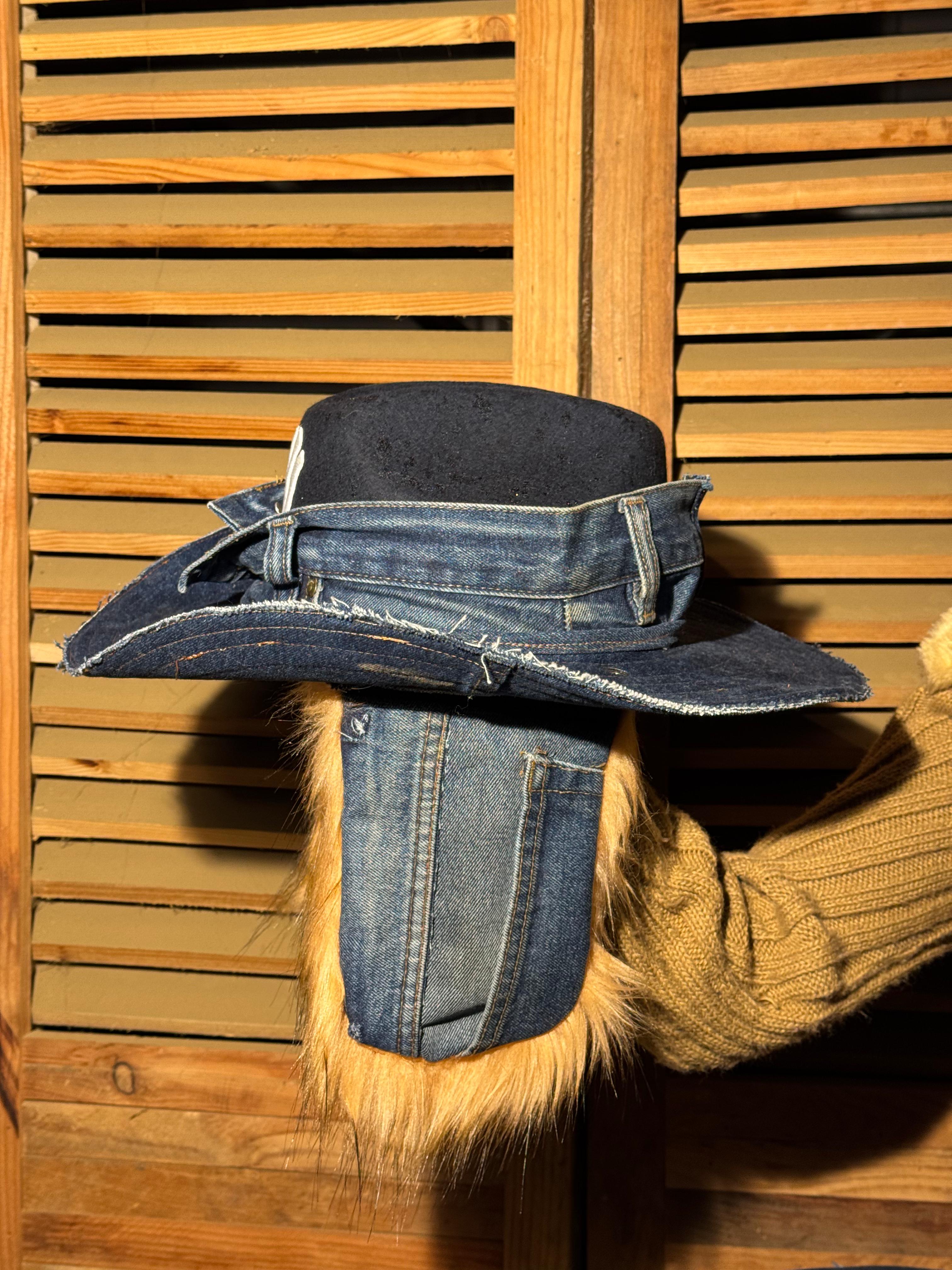 Cowboy Hat / Denim NY  Fox Fur Black