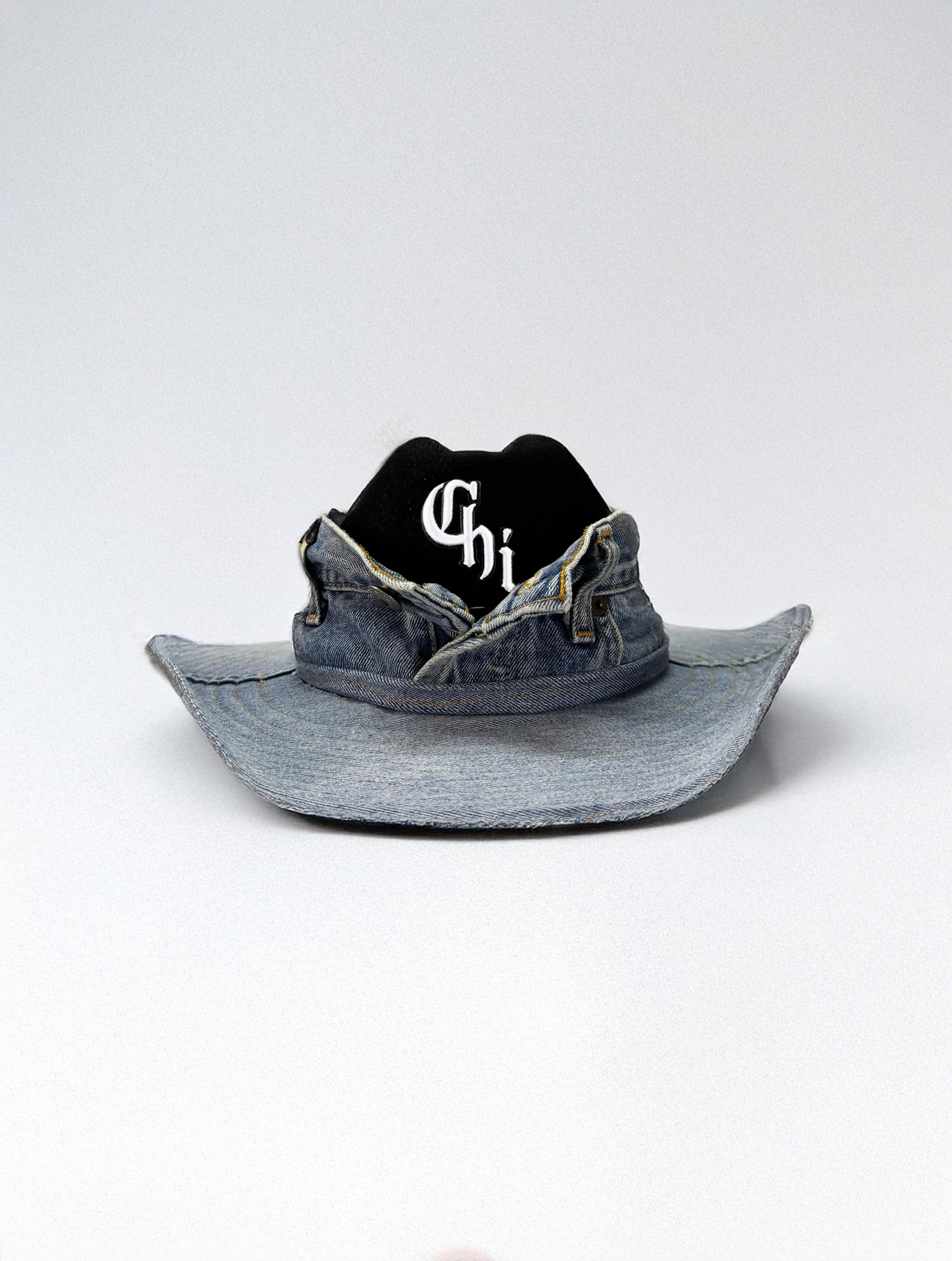 Custom Cowboy hat  / CHI LOGO  / DENIM