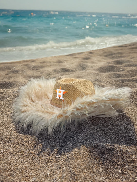 Cowboy Hat / Straw / Feather / Huston