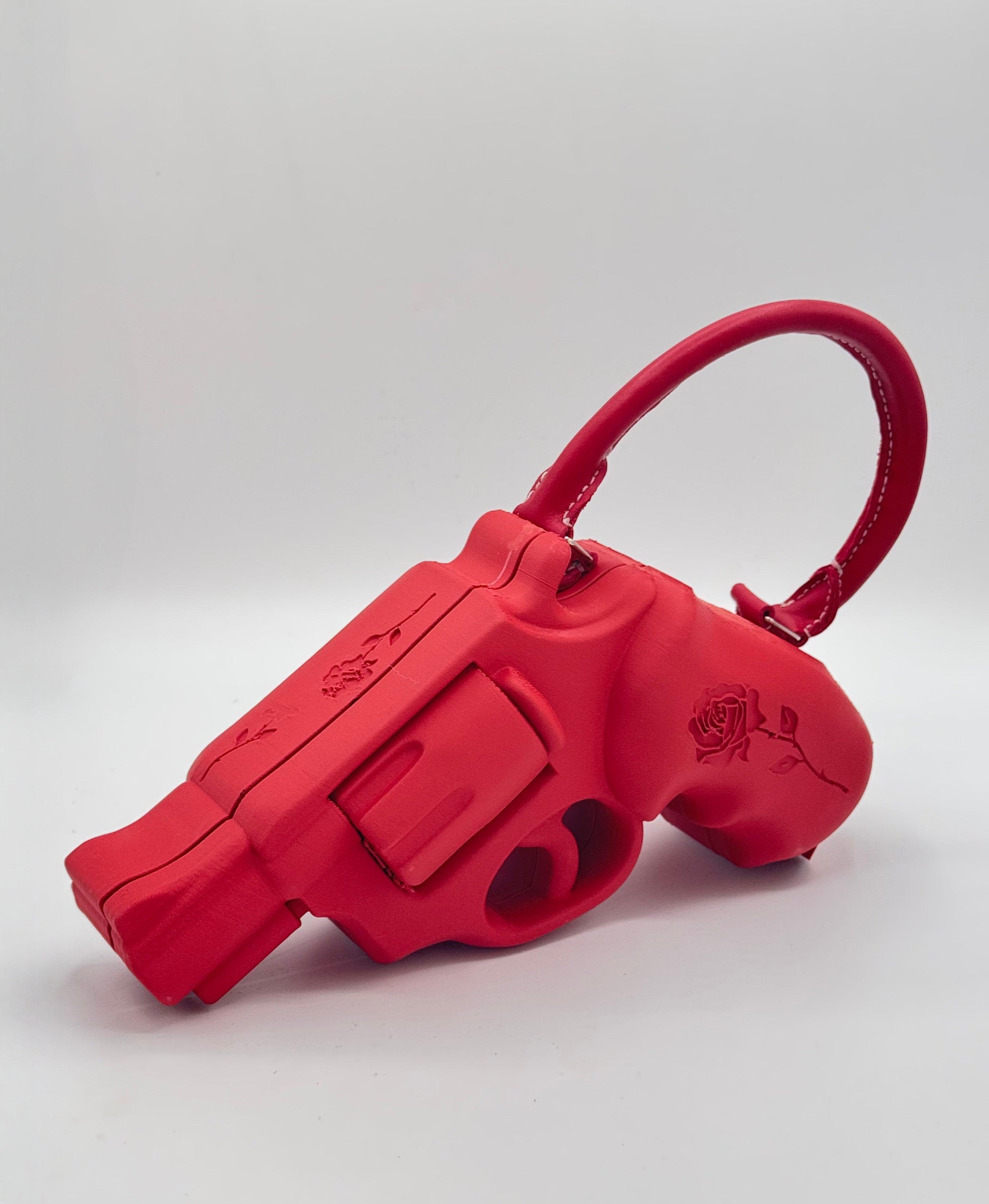 Red Revolver Bag / Leather Handle