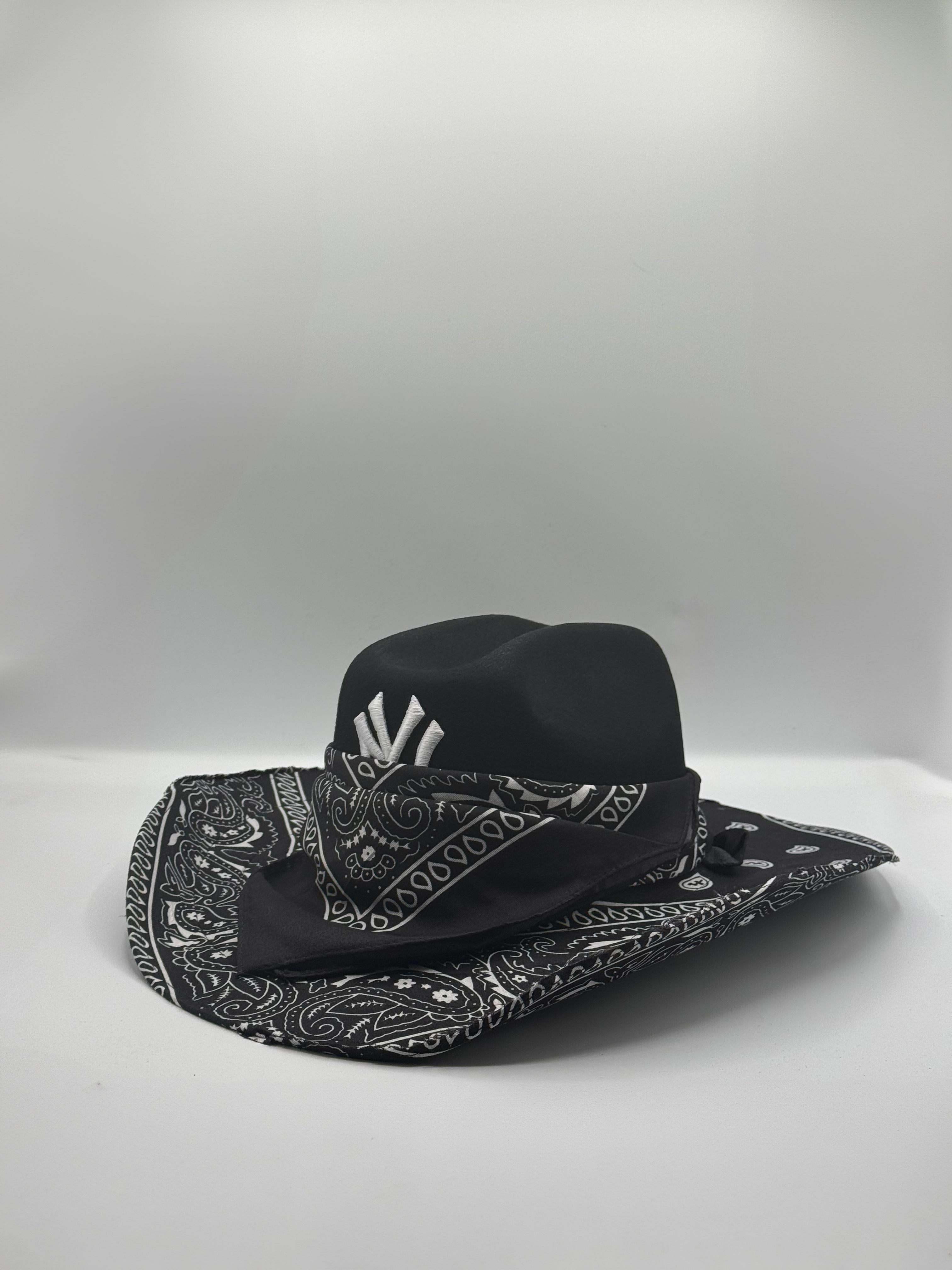 Custom Cowboy Hat / Black Base / BLACK Bandana