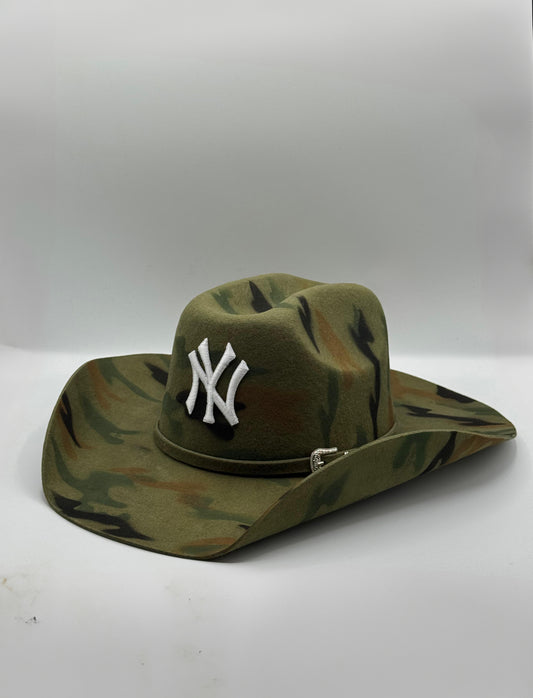 Custom Cowboy hat / NY / FOREST CAMO /