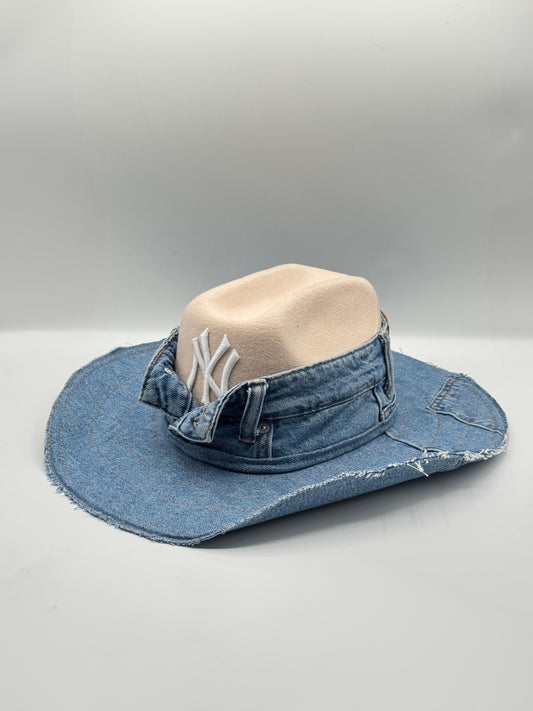 Custom Cowboy hat / NY / BEIGE Base / Denim