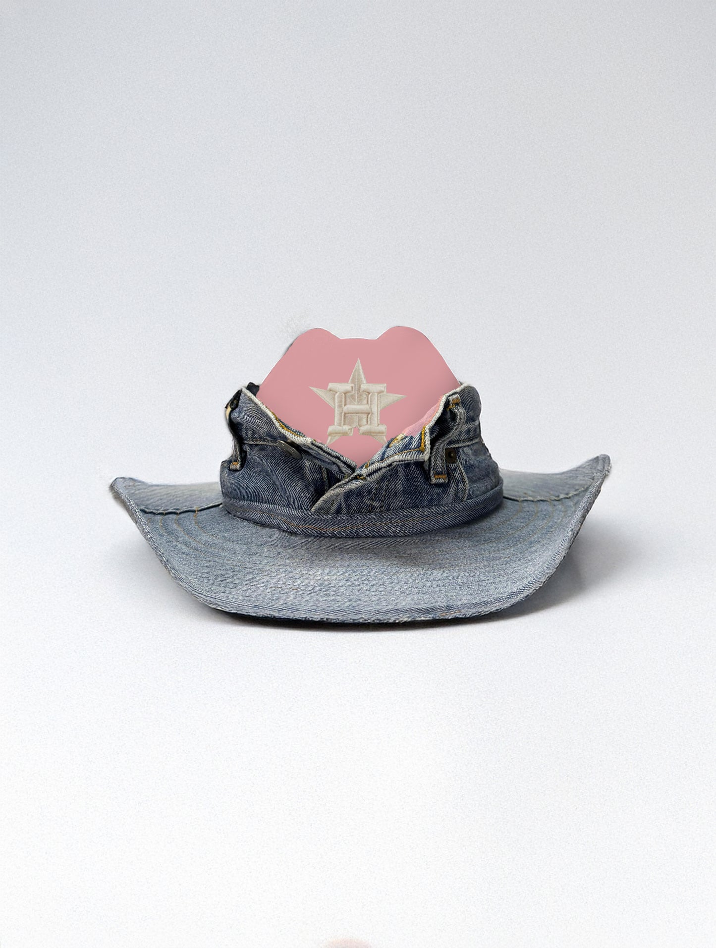 Custom Cowboy Hat / Huston / Pink - Denim/