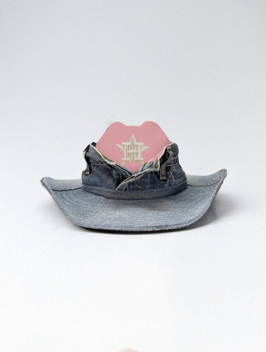 Custom Cowboy Hat / Huston / Pink - Denim/