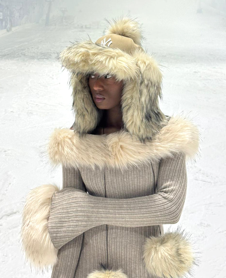 Custom FUR CAP / Creme / NY /