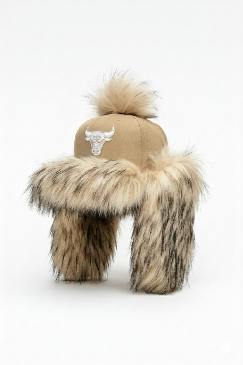 Custom FUR CAP / 2X / BLACK AND CREME STYLIST