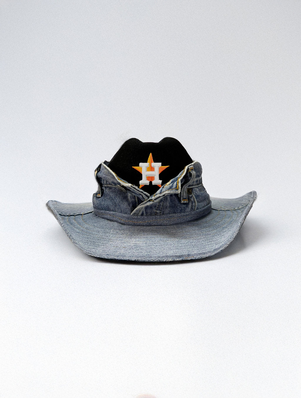 Custom Cowboy Hat / Texas Teams / Black - Denim/