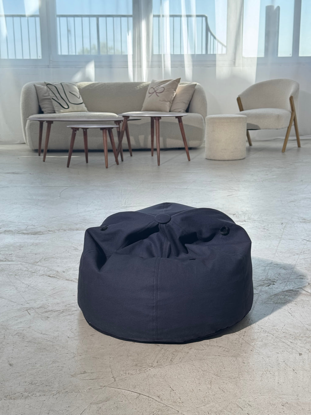 CUSTOM BEAN BAG  - Navy CANVAS / CUSTOM LOGO/ Small