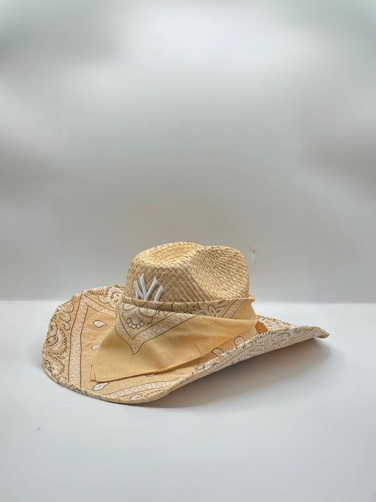 Custom Cowboy Hat / STRAW - Bandana / Beige / Soft