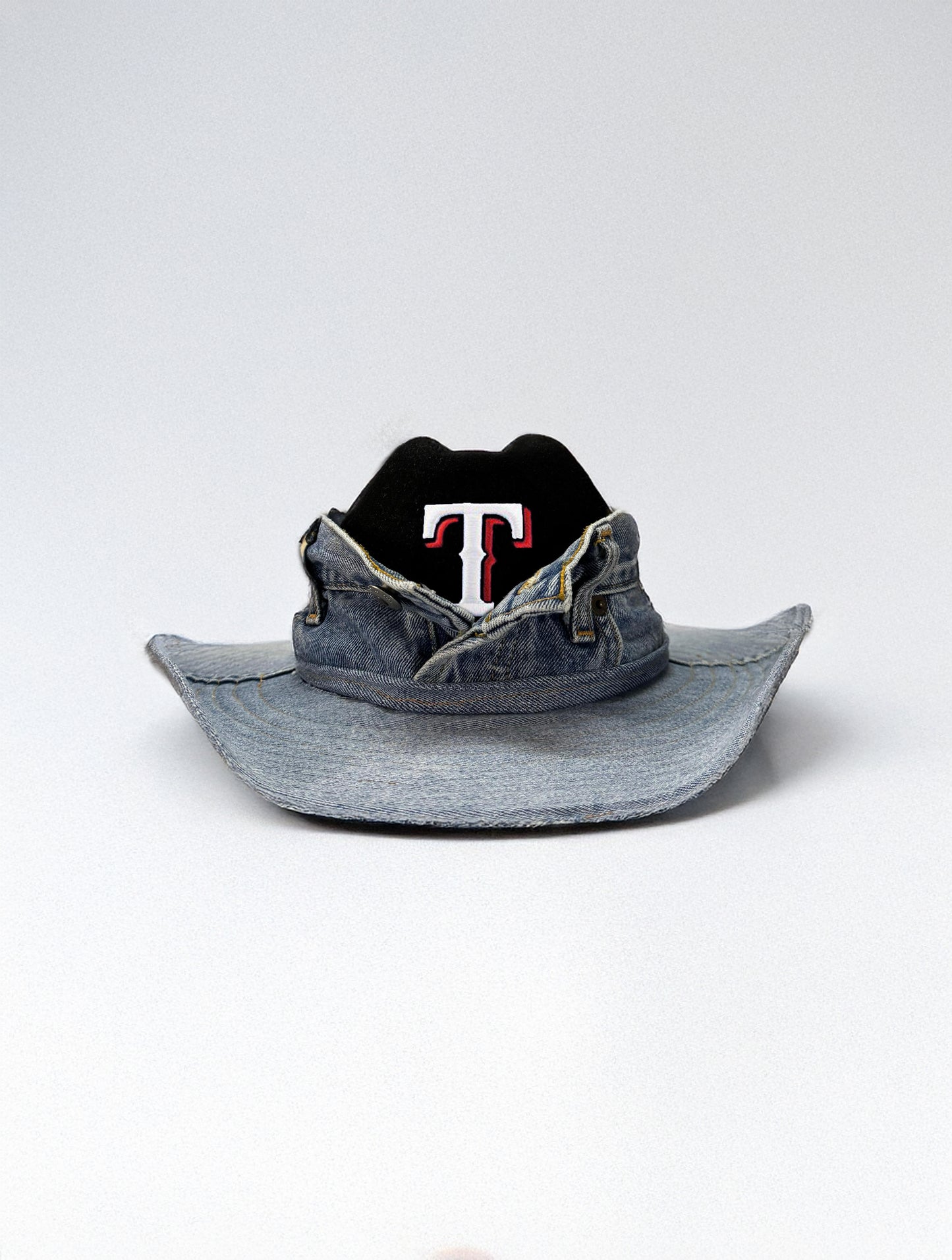 Custom Cowboy Hat / Texas Teams / Black - Denim/