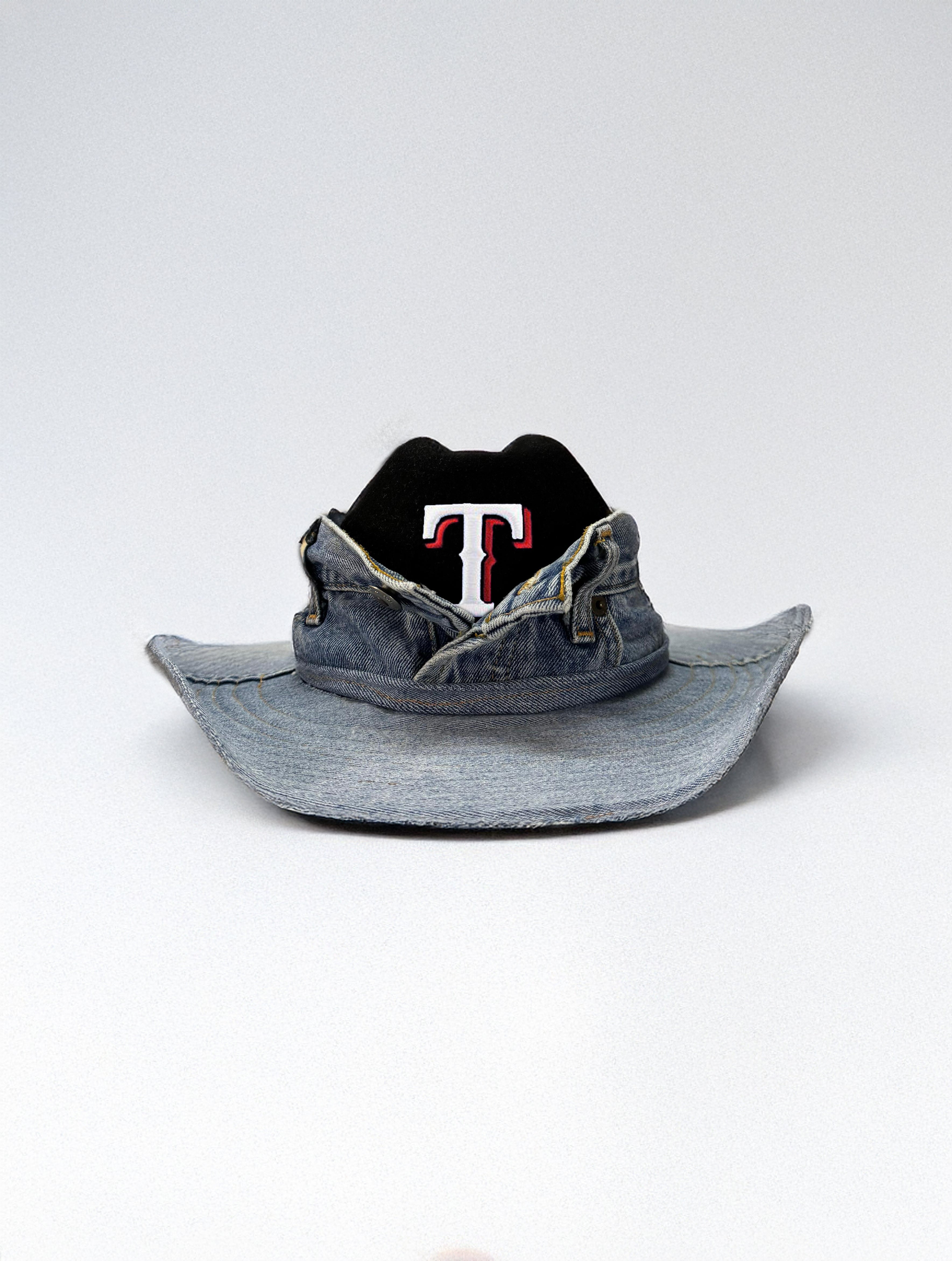 Custom Cowboy Hat / Texas Teams / Black - Denim/