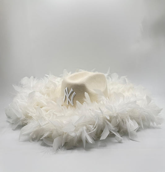 Custom Cowboy Hat / White Base  / Ostrich Feathers