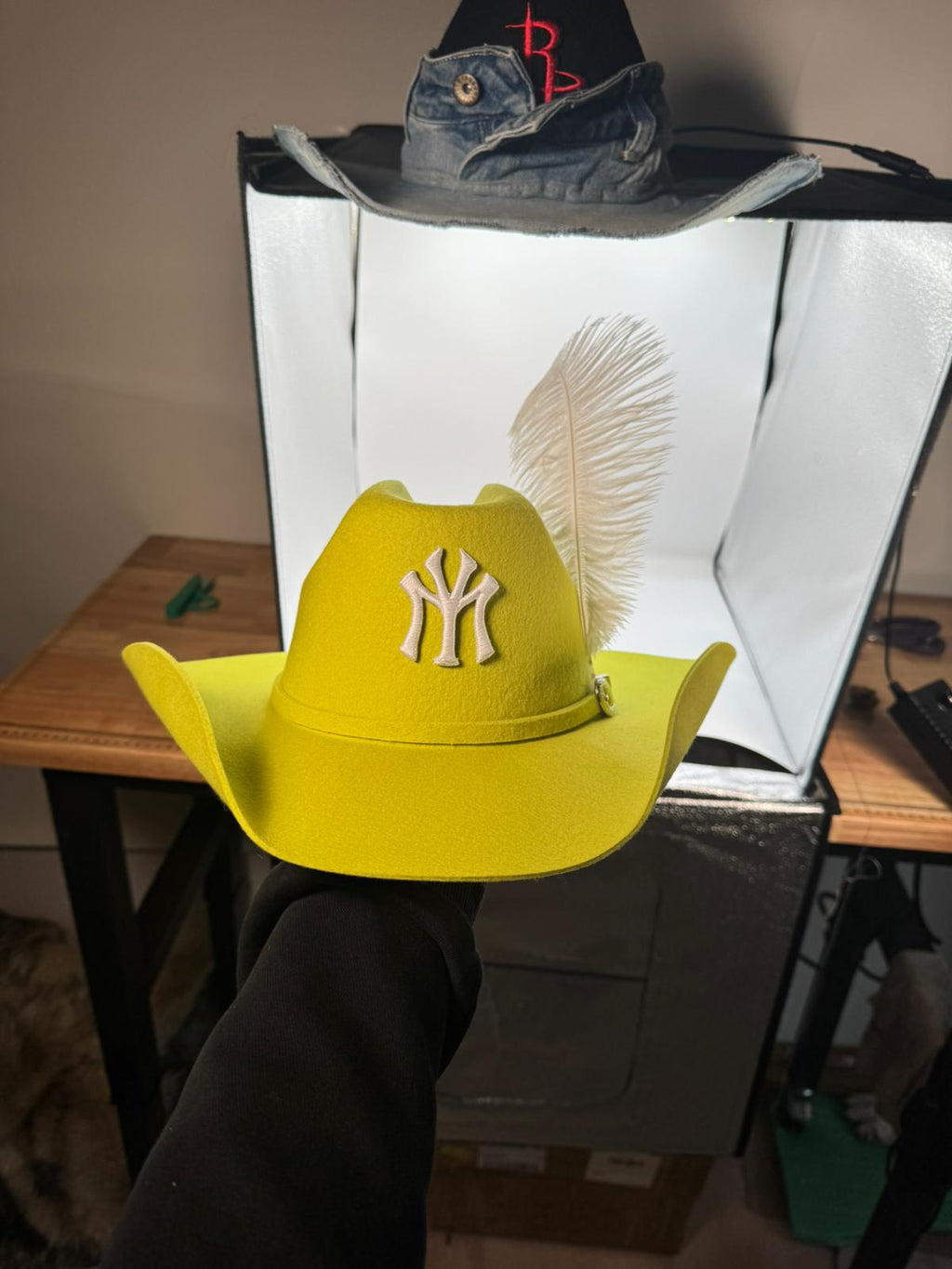 Custom Cowboy hat / LIME YELLOW / YM LOGO