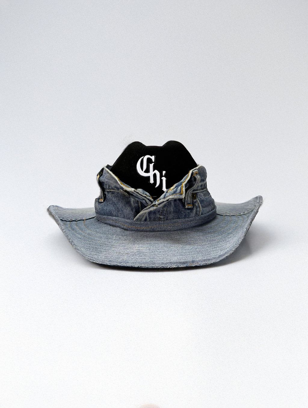 Custom Cowboy hat  / CHI LOGO  / DENIM