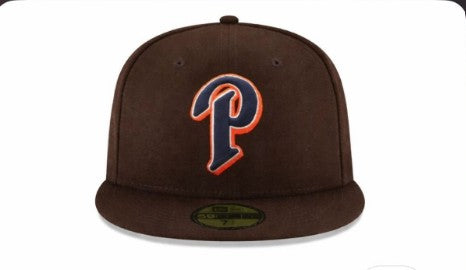 FITTED XL BEAN BAG – /P BLUE ORANGE / BROWN CANVAS / SIDE LOGO PADRES/ GREY BRIM/