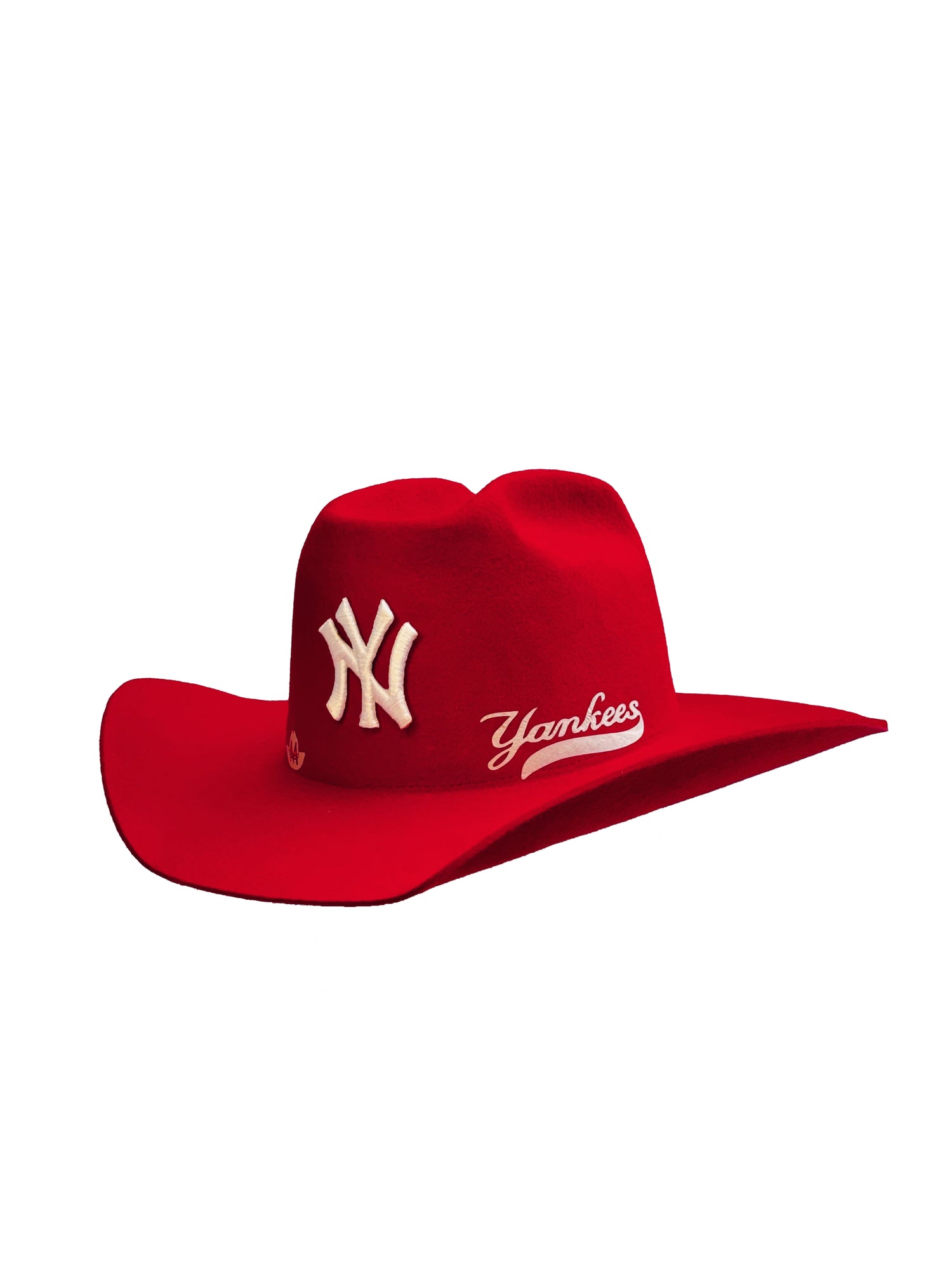 NEW YORK YANKEES COWBOY HAT WITH RED COLORE AND WHITE LOGO 